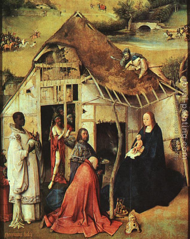 Hieronymus Bosch : The Adoration of the Magi, central panel of the Epiphany triptych, detail